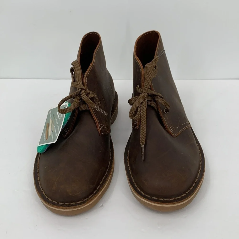 Clarks Bushacre Chukka ankle boot shoe oiled brown leather distressed men 8.5